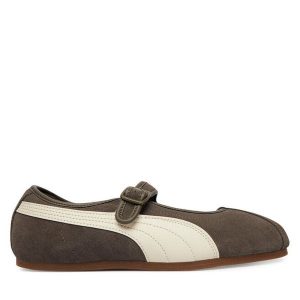 Baleriny Puma. Brązowe balerinki Puma, bez wzorów, bez obcasa, bez zapięcia. Za 329,99 zł.
