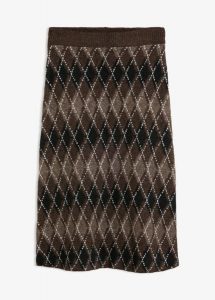 Spódnica dzianinowa. Czarne spódnice bonprix, bez wzorów, z dzianiny, midi. Za 149,99 zł.