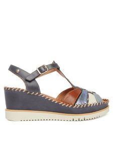 Pikolinos Sandały Aguadulce W3Z-1836C1 Niebieski. Niebieskie sandały Pikolinos, bez wzorów, ze skóry, bez obcasa, na koturnie, bez zapięcia. Za 599,99 zł.