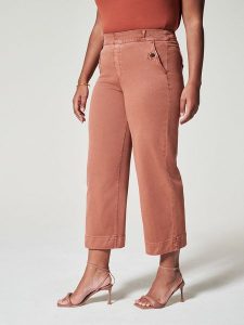 Spanx Spodnie w kolorze szaroróżowym rozmiar: XS. Różowe spodnie z wysokim stanem SPANX, bez wzorów, z materiału, z podwyższonym stanem. Za 118,56 zł.