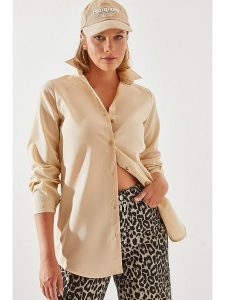 Bianco Lucci Koszula w kolorze beżowym rozmiar: L. Brązowe koszule Bianco Lucci, l, bez wzorów, bez kołnierzyka, bez ramiączek. Za 44,45 zł.