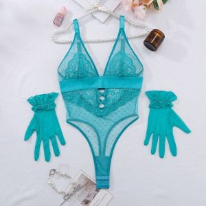 Body koronkowe z delikatnym wzorem Seonaid. Czarne body i gorsety Intica, bez wzorów, z koronki. Za 139,00 zł.