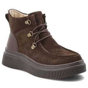 Brązowe Botki Filippo Ocieplane Buty Damskie. Brązowe botki Filippo, bez wzorów, bez obcasa, bez zapięcia. Za 220,99 zł.