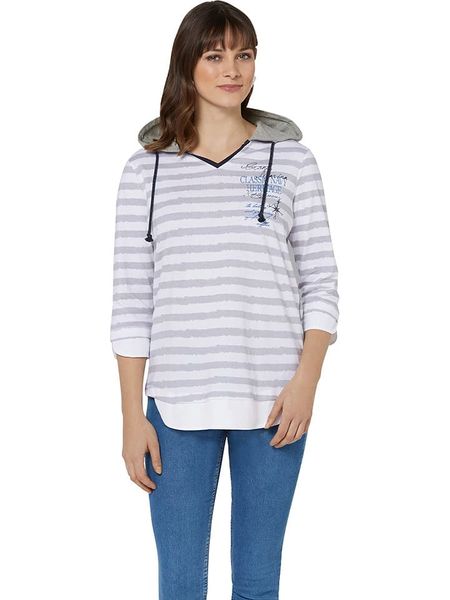 WITT WEIDEN Koszulka w kolorze biało-szarym rozmiar: 50. Białe bluzki WITT WEIDEN, bez wzorów, z bawełny, bez kołnierzyka, bez ramiączek. Za 88,02 zł.