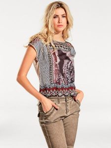 Heine Koszulka w kolorze beżowo-brązowym rozmiar: 46. Brązowe bluzki Heine, bez wzorów, bez kołnierzyka, bez ramiączek. Za 34,99 zł.