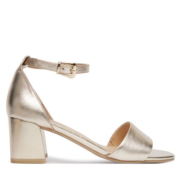 Sandały Caprice. Żółte sandały Caprice, bez wzorów, bez obcasa, na słupku, bez zapięcia. Za 299,99 zł.