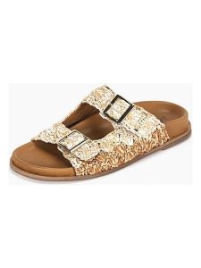 INUOVO Klapki w kolorze jasnobrązowo-beżowym rozmiar: 38. Brązowe klapki Inuovo, bez wzorów, z otwartym noskiem, bez obcasa. Za 326,99 zł.