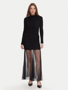 TWINSET Sukienka dzianinowa 252TT3262 Czarny Regular Fit. Czarne sukienki Twinset, xs, bez wzorów, z dzianiny, bez kołnierzyka, bez ramiączek. Za 699,99 zł.