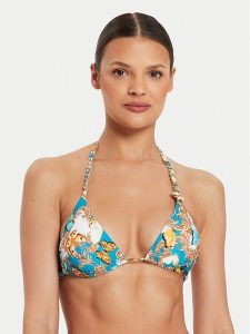 Guess Góra od bikini E4YJ06 MC04R Niebieski. Niebieskie bikini Guess, z aplikacjami, z syntetyku. Za 179,99 zł.