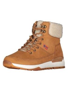 Geographical Norway Botki "Omount" w kolorze jasnobrązowym rozmiar: 37. Brązowe botki Geographical Norway, bez wzorów, bez obcasa, bez zapięcia. Za 198,10 zł.