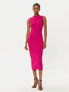 MICHAEL Michael Kors Sukienka dzianinowa MR582UN33D Różowy Slim Fit. Czerwone kombinezony MICHAEL Michael Kors, l, bez wzorów, z dzianiny, bez kołnierzyka, bez ramiączek. Za 499,99 zł.