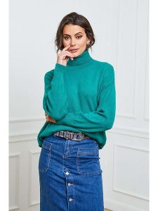 Joséfine Golf "Elona" w kolorze zielonym rozmiar: S. Zielone golfy Joséfine, bez wzorów, z kaszmiru. Za 208,95 zł.