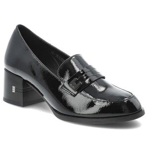 Czarne Półbuty Vinceza Eleganckie Obuwie Damskie. Czarne półbuty VINCEZA, bez wzorów, z lakierowanej skóry, bez obcasa, na obcasie, bez zapięcia. Za 179,00 zł.
