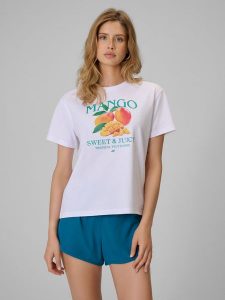 4F T-shirt loose z nadrukiem damski - biały S. Białe t-shirty 4f, s, bez wzorów, z bawełny, bez kołnierzyka, bez ramiączek. Za 69,99 zł.
