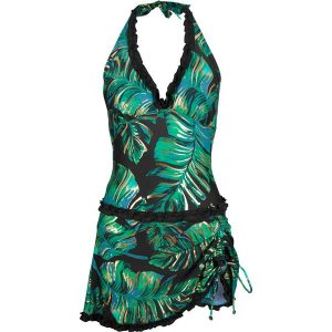 Sukienka kąpielowa. Czarne sukienki bonprix, na plażę, bez wzorów, eleganckie, bez kołnierzyka, bez ramiączek. Za 159,99 zł.