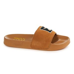 PUMA Fenty klapki Golden Brown ZLN 0437. Brązowe klapki Puma, bez wzorów, z materiału, z okrągłym noskiem, bez obcasa. Za 288,99 zł.