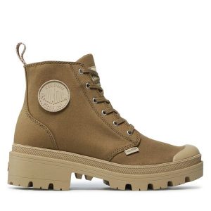 Trapery Palladium. Zielone buty zimowe Palladium, bez obcasa, bez zapięcia. Za 349,99 zł.