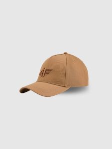 4F Czapka z daszkiem strapback damska - brązowa S/M (58cm). Brązowe czapki 4f, bez wzorów, z bawełny, sportowe. Za 59,99 zł.