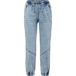 Dżinsy jogger mid waist, ze stretchem. Niebieskie jeansy bonprix, bez wzorów, z jeansu. Za 139,99 zł.