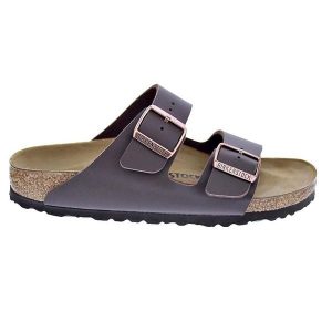 Klapki damskie Birkenstock Arizona BF. Brązowe klapki Birkenstock, bez wzorów, z materiału, bez obcasa. Za 380,66 zł.