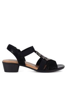 Go Soft Sandały WI23-BETTY-09 Czarny. Czarne sandały Go Soft, bez wzorów, z materiału, bez obcasa, na słupku, bez zapięcia. Za 159,99 zł.
