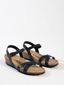 BACKSUN Sandały "Nalec" w kolorze granatowym rozmiar: 38. Niebieskie sandały Backsun, bez wzorów, z materiału, z otwartym noskiem, bez obcasa, bez zapięcia. Za 130,99 zł.