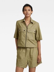 G-Star Bluzka w kolorze khaki rozmiar: XS. Brązowe bluzki G-Star, xs, bez wzorów, retro, bez kołnierzyka, bez ramiączek. Za 92,21 zł.
