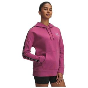 Bluza Under Armour Icon Fleece Taped Hoody. Fioletowe bluzy Under Armour, bez wzorów, bez kaptura. Za 179,99 zł.