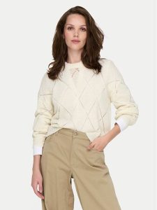 ONLY Sweter Geena 15339575 Écru Relaxed Fit. Swetry klasyczne ONLY, s, z syntetyku, bez kołnierzyka. Za 129,99 zł.
