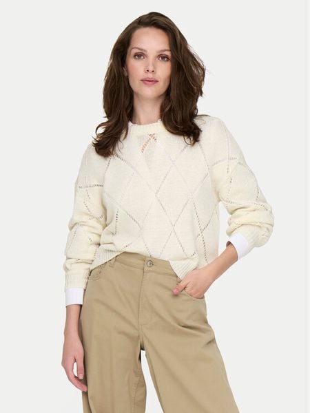 ONLY Sweter Geena 15339575 Écru Relaxed Fit. Swetry klasyczne ONLY, s, z syntetyku, bez kołnierzyka. Za 129,99 zł.