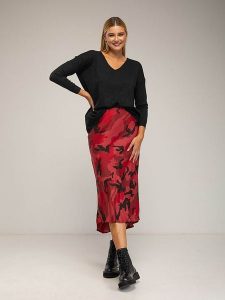 Tantra Spódnica w kolorze czerwonym rozmiar: L. Czerwone spódnice Tantra, na co dzień, l, bez wzorów, midi. Za 153,71 zł.