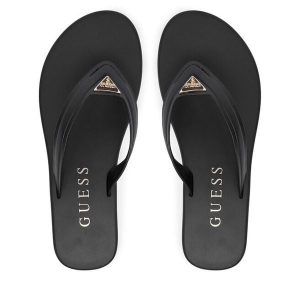 Japonki Guess. Czarne klapki Guess, z aplikacjami, bez obcasa. Za 233,99 zł.