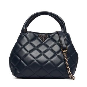 Torebka Guess. Niebieskie kuferki Guess, z aplikacjami, bez dodatków. Za 544,99 zł.