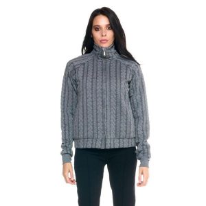 Damska bluza z golfem Leone zapinana na zamek błyskawiczny w kolorze szarym. Brązowe golfy LEONE 1947 APPAREL, bez wzorów, z tkaniny. W wyprzedaży za 167,70 zł.