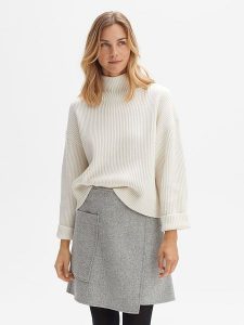 OPUS Sweter "Puco" w kolorze kremowym rozmiar: L. Brązowe swetry oversize Opus, l, bez wzorów, z wełny, bez ramiączek. Za 166,88 zł.