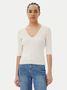 Morgan Sweter 251-MCHAMPI Beżowy Slim Fit. Brązowe swetry klasyczne Morgan, s, z syntetyku, bez kołnierzyka. Za 129,99 zł.