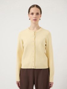 YAS Kardigan w kolorze jasnożółtym rozmiar: XL. Żółte kardigany YAS, z wiskozy. Za 148,96 zł.