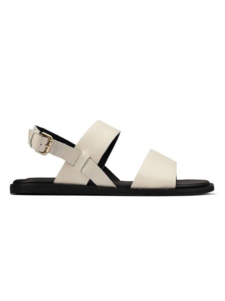 Clarks Skórzane sandały w kolorze kremowym rozmiar: 40. Brązowe sandały Clarks, bez wzorów, z otwartym noskiem, bez obcasa, bez zapięcia. Za 73,93 zł.