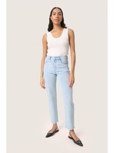 Soaked in Luxury Dżinsy - Slim fit - w kolorze błękitnym rozmiar: XL. Niebieskie jeansy Soaked in Luxury, z aplikacjami, ze skóry, z podwyższonym stanem. Za 217,99 zł.