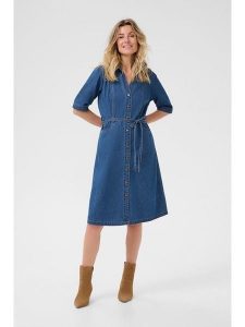 Cream Sukienka dżinsowa w kolorze niebieskim rozmiar: 38. Niebieskie sukienki Cream, na co dzień, bez wzorów, z tkaniny, bez kołnierzyka, bez ramiączek, midi, proste. Za 314,05 zł.
