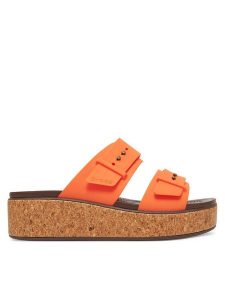 Crocs Klapki Brooklyn Cork Buckle 211252 Pomarańczowy. Brązowe klapki Crocs, bez wzorów, z tworzywa sztucznego, bez obcasa. Za 199,99 zł.