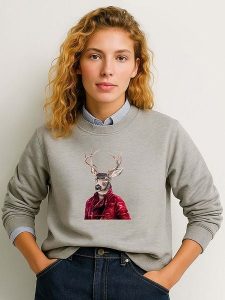 WOOOP Bluza "Red clad deer" w kolorze szarym rozmiar: XXL. Szare bluzy Wooop, xxl, bez wzorów, bez kaptura. Za 100,99 zł.
