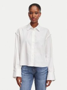 HUGO Koszula Ekla 50562977 Biały Oversize. Białe koszule Hugo, bez wzorów, z bawełny, bez kołnierzyka, bez ramiączek. Za 384,99 zł.