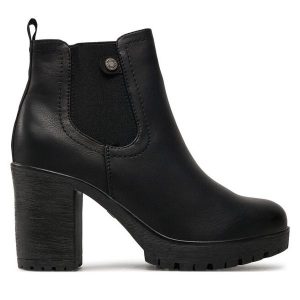 Botki Refresh. Czarne botki Refresh, bez wzorów, bez obcasa, na słupku, bez zapięcia. Za 279,99 zł.