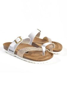 BACKSUN Japonki "Barcelone" w kolorze złoto-białym rozmiar: 37. Białe klapki Backsun, bez wzorów, z materiału, z otwartym noskiem, bez obcasa. Za 130,99 zł.