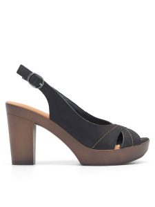 Lasocki Sandały POLTA EST-2025-12 Czarny. Czarne sandały Lasocki, bez wzorów, ze skóry, bez obcasa, na słupku, bez zapięcia. Za 179,99 zł.