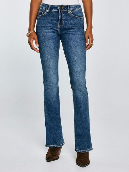 BIG STAR Dżinsy "Adela" - Bootcut fit - w kolorze niebieskim rozmiar: W28/L32. Niebieskie jeansy Big Star, z aplikacjami, z podwyższonym stanem. Za 166,88 zł.