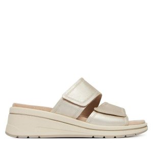 Klapki Caprice. Żółte klapki Caprice, bez wzorów, bez obcasa. Za 299,99 zł.