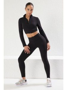 Trendyol Legginsy sportowe w kolorze czarnym rozmiar: S. Czarne legginsy Trendyol, bez wzorów, z materiału, z podwyższonym stanem. Za 99,95 zł.