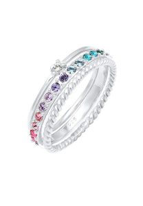 Elli Damski komplet Multi-Colour mieniący się kryształami Kolorowe w srebrze próby 925 Sterling Silver pozłacane Pierścionki 1 ct. Szare pierścionki Elli, z kryształem, pozłacane. Za 266,89 zł.